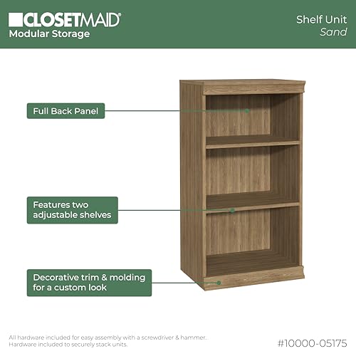 ClosetMaid Modular Storage Stackable 3-Shelf Unit, Sand - color: Sand