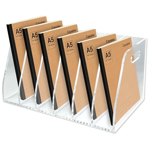 6-Tier Clear Acrylic File Holder, Vertical Document Organizer for Magazines, Binders, Notebooks & Envelopes - Multi-Purpose Desk Storage for Home Office（B5,6 Sections） - size: B5, 6 Sections
