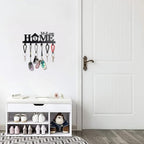Key Holder Wall Mounted with Screws and Anchors, Black Multifunctional Key Hanger with 6 Hooks, Entryway Front Door Kitchen Hallway Garage Office - color: Home-4 Black