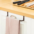 2 Pieces Metal Towel Bar Kitchen Cabinet Steel Towel Rack Bar for Hanging on Inside or Outside of Doors, Home Kitchen Bathroom(Brown) - color: Brown
