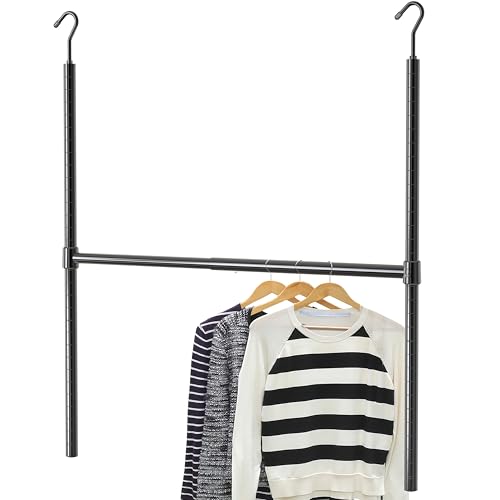 Simple Houseware Adjustable Closet Hanging Rod, Black - color: Black, size: 1 Pack