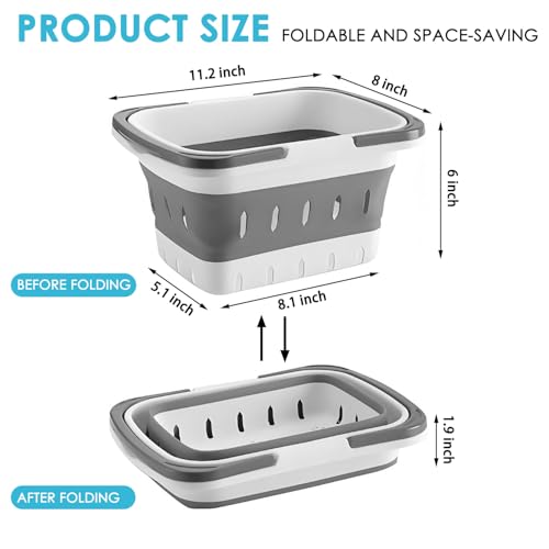 Fammart Portable Shower Caddy Tote – Collapsible Plastic Basket with Handles, Foldable Storage Organizer for Bathroom, Kitchen, College Dorm, Gym, Travel & Camping, Gray - color: Collapsible - Gray