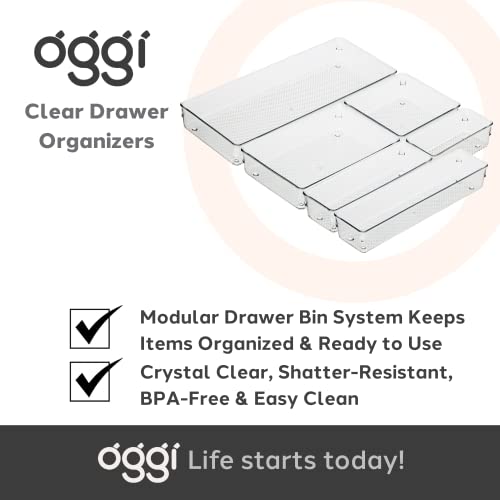 Oggi Clear Drawer Organizer | 3" X 12" | Pack of 2 | For Kitchen Drawers - size: 3" by 12" (Pack of 2)
