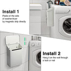 Picowe Magnetic Laundry Storage, Large Metal Lint Holder Bin with Lid for Laundry Room, Space-Saving Trash Container Hanging on Dryer, Washer or Wall Mount Trash Bin (White) - color: White
