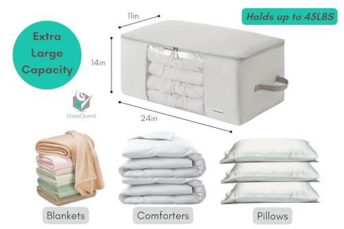 Comforter Storage Bag - Folding Organizer bag for King/Queen Comforters, Pillows, Blankets, Bedding/Quilt, Blanket, Duvet, Mothproof Space Saver; Large Collapsible Organizers, 24"x14"x11" - color: Comforter Bag Gray