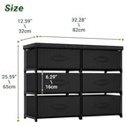 PPN Dresser with 6 Fabric Drawer Stand Desktop Sturdy Metal Plastic Support Tube Cube Storage Cabinet for Living Room, Bedroom Organization Dorm Front Hall Entryway Black