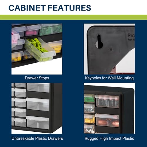 Akro-Mils 26-Drawer Plastic Drawer Storage Cabinet for Garage Organization, Bead Organizer, Building Bricks Storage, Teacher Toolbox, Makeup Organizer, 20-Inch W x 6-Inch D x 10-Inch H, 10126 Black - color: Black, size: 26 Drawer, style: 2 pack