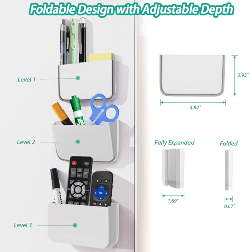 Freewindo Magnetic Remote Control Holder Wall Mount, 2 Pack TV Remote Holder Wall Mount, Magnetic Pen Holder for Refrigerator, Whiteboard Marker, Locker Organizer, Office Organizer (White) - color: White