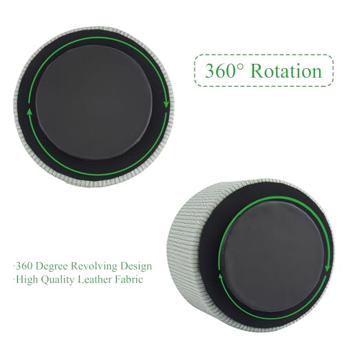 Round Leather Art Supply Organizer,Remote Control Holder,360 Degree Spinning,Multi-Functional Pencil Holder,4 Compartments Desktop Stationary Organizer(1-Wood Green2) - color: 1-Wood Green2