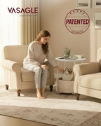 VASAGLE LILEA Collection - Small Round Side End Table, Modern Nightstand with Fabric Basket, for Living Room, Bedroom, Set of 2, Matte White and Camel Brown ULET225WG01S - color: Matte White + Camel Brown, size: Round + 2 pack