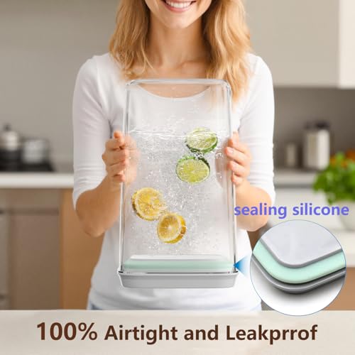 Melovom Large Pop Airtight Food Storage Containers Set with Lids, 4.2Qt Food Containers with Scoop, Kitchen Pantry Organization and Storage, BPA Free Stackable Cereal Container - color: gray, 4.2Qt