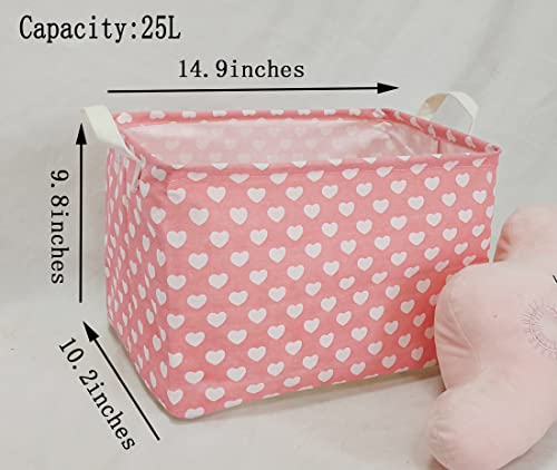 MAIZMZ Girls Storage Basket Pink Valentine's Day Gifts Basket Waterproof Organizer Nursery Bins Toy Box for Organizing Home/Dorm/Kitchen/Pet/Office/Closet/Shelf/Room Decor - color: Pink heart