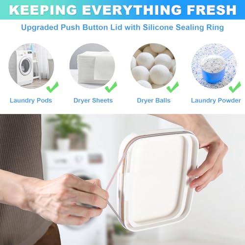 Laundry Pods Container, 1 Pack 2.96 qt. / 95 fl oz Powder Holder Dispenser for Laundry Room Organization Decor, Plastic Pod Beads Detergent Containers for Storage - size: 94 fl oz