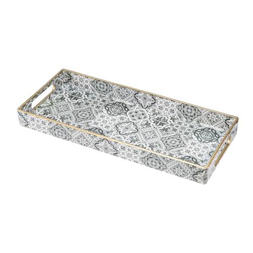 MAONAME Plastic Vanity Tray, Bathroom Counter Tray, Decorative Trays with Handles, Storage Dresser Trays Organizer for Toilet Tank, Jewelry, Makeup, 13.8" x 6" x 1.57" - color: Bohemian-6
