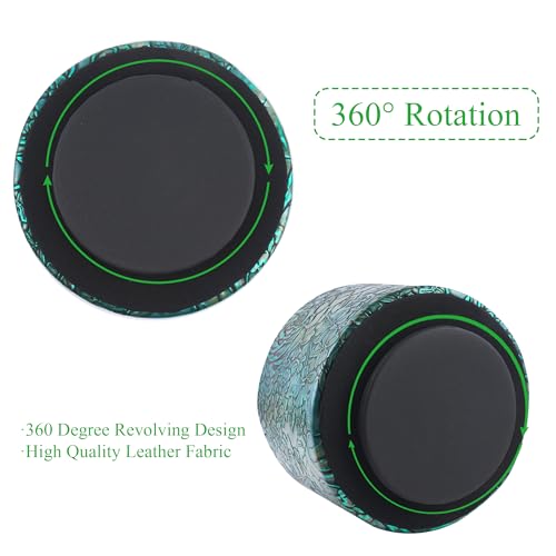 Round Leather Art Supply Organizer,Remote Control Holder,360 Degree Spinning,Multi-Functional Pencil Holder,4 Compartments Desktop Stationary Organizer(1-Rich Flower Green) - color: 1-Rich Flower Green1