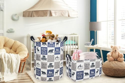 Sanjiaofeng Rectangular Kids Basket Kids Storage Bins,Gift Basket Organizer.Waterproof PE Coating Storage with Handles.Clothers,Toys,Books,Kid's Gifts Storage. (Bear) … - color: Bear