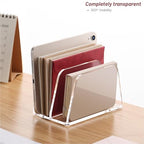 SANRUI Acrylic Mail Organizer for Desk Vertical Letter Holder Clear Bookshelf 2-Slots, Small File Sorter for Bills, Envelopes, Office Supplies, Upright Binder Divider for Home Office School - style: 2 Sections