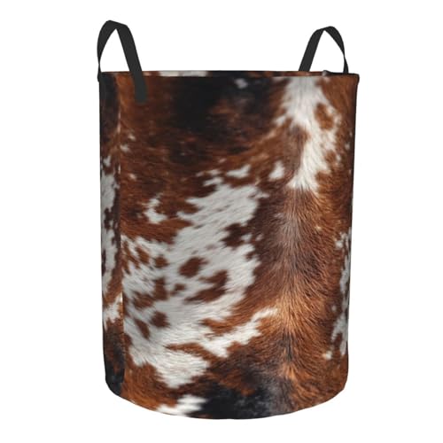 Cow Fur Laundry Basket Storage Bin Foldable Laundry Hamper Clothes Storage Bucket Organizer 19.6x15.7 Inch For Laundry Room/Bedroom/Bathroom - color: Cow Fur