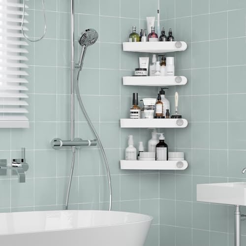 Sotfamily Plastic Shower Caddy Corner (for 90° Only), 4 Pack Adhesive Corner Shower Shelves for Bathroom Organizers and Storage, White - color: White, size: 4 Pack