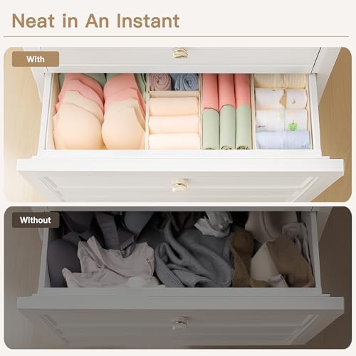 Criusia Drawer Organizer Clothes, 24 Pack Dresser Organizer for Baby Clothes, Underwear, Sock- Foldable Closet Organization and Storage Dividers Bins for Nursery, Bedroom and Dorm (Beige) - color: Beige, size: 24PACK