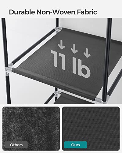 SONGMICS Portable Closet, Fabric Wardrobe, Clothes Rack with Shelves, Pockets, Large Capacity, 1 Hanging Rod, 34.6 x 17.7 x 66.1 Inches, Ink Black URYG84BK - color: Black, size: 2 Tiers(66.1"H)