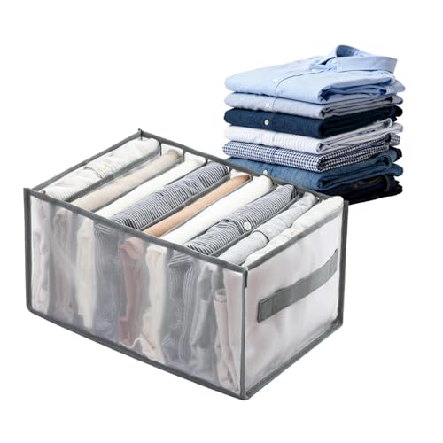 9 Grid Drawer Organizer Clothes Storage Box with Handle Large Capacity Fabric Dresser Organizer for Jeans Shirts Closet Use - color: 9 Grid Grey