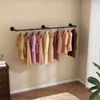 Wall Mounted Clothes Rack 60in, Industrial Pipe Clothing Racks Wall Mount, Heavy Duty Detachable Iron Garment Bar, Saving Space, Multi-Purpose Hanging Rod for Bedroom, Laundry Room, 1 Pack - size: 60.0Inches