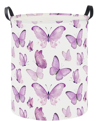 19.7" Laundry Basket,Dirty Clothes Hamper,Waterproof Storage Bin,Room Decor,Gift Baskets,Nursery Hamper(Fluttering Butterfly) - color: Fluttering Butterfly