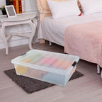 50 Quart Wheeled Latching Storage Box, Stackable Bin with Latch Lid, Plastic Container to Organize Shoes Underbed (3 Pack) - size: 50 Quart