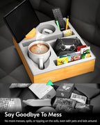 Couch Cup Holder Tray - Couch Organizer Caddy, Silicone Beach Caddy with Cup Holder, Sofa and Bed Drink Holder and Couch Tray Table for Snacks Beverage Remote (Gray) - color: Gray