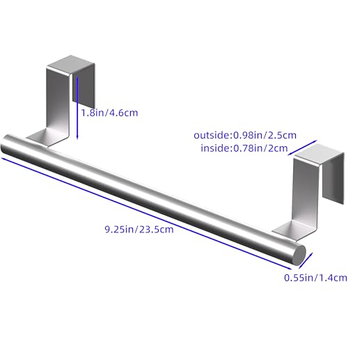 Over Cabinet Towel Bar 9", Kitchen Towel Rack Over Cabinet Door, Stainless Steel Cabinet Door Towel Holder, Dish Towel Holder for Cabinet Door, Silver, 2 Pack - color: Silver