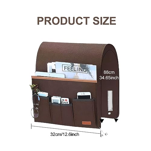 SYCOOVEN Armchair Caddy for Couch Remote Control Holder, Non-Slip Bedside Caddy Organizer Sofa Armrest Organizer for Magazine, Tablet, Phone, iPad(COLOR:brown)