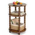 Round Side Table with 3-Tier Shelves, Small End Table with Solid Wood Legs for Living Room Bedroom, Modern Circular Coffee Table Nightstand for Small Spaces, Easy No-Tool Assembly - size: Round(13.2''x13.2''x22.8'')