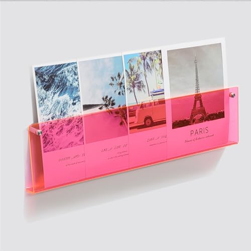 ROYALITA 2-Pack Acrylic Magazine Holder Brochure Holder, 24" Record Holder Magazine Rack, Fashion Hanging Bookshelf Literature Storage Rack for Waiting Room, Living Room, Office, Pink 24 Inch - color: Pink, size: 24 Inch