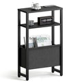 Narrow Side Table, Slim End Table with Magazine Rack, Bedside Table for Small Spaces, 3 Tier Sofa Couch Table Nightstand for Living Room, Bedroom Black LET503B - color: Black