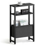 Narrow Side Table, Slim End Table with Magazine Rack, Bedside Table for Small Spaces, 3 Tier Sofa Couch Table Nightstand for Living Room, Bedroom Black LET503B - color: Black