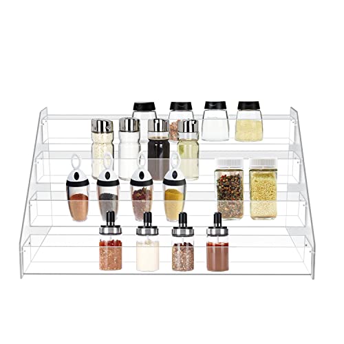 WUIVIUT Spice Rack Organizer For Cabinet, 1 4/5 in/Tier Acrylic Tiered Spice Shelf Can Storage Organizer for Kitchen Pantry Countertop - size: 4 Tier - inner width 2''