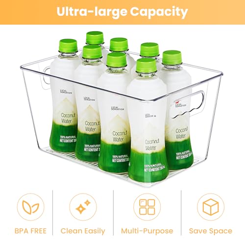 YIHONG 8 Pack Clear Pantry Organizer Bins,Plastic Storage Containers with Handle for Kitchen,Freezer,Cabinet,Closet,Bathroom Under Sink Organization - size: L(11.2"L x 7.5"W x 6"H)