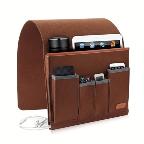 Sofa Armchair Caddy & Remote Control Holder - Armrest Organizer with Side Pocket Storage for Recliner Couch, for magazines, Tablets, Phones, Game Consoles