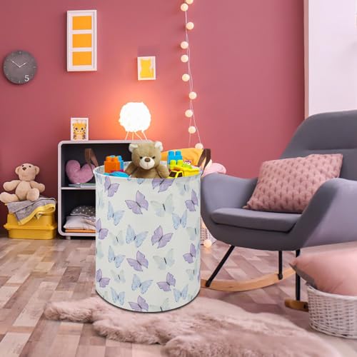 19.7" Butterfly Laundry Basket,Kids Dirty Clothes Hamper,Waterproof Toys Storage Bin,Room Decor,Gift Baskets,Baby Nursery Hamper(Blue & Purple Butterfly) - color: Blue & Purple Butterfly