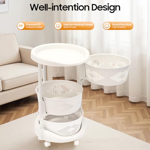 5 Tier Kitchen Storage Cart Multi-Layer Storage Basket with Wheels Fruit Vegetable Storage Shelves Racks Rolling Storage Cart for Kitchen Living Room Bedroom (3 Tier) - size: 3 Tier