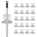 Superio Mop and Broom Holder, Set of 20 Single Piece Hooks, White Plastic Wall Mount Cleaning Storage Tool Organizer, Heavy-Duty Hook for Kitchen, Closet Garage, and Office - size: 20