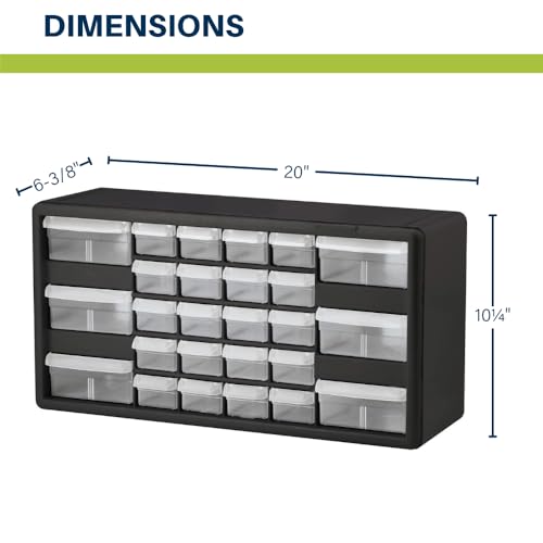 Akro-Mils 26-Drawer Plastic Drawer Storage Cabinet for Garage Organization, Bead Organizer, Building Bricks Storage, Teacher Toolbox, Makeup Organizer, 20-Inch W x 6-Inch D x 10-Inch H, 10126 Black - color: Black, size: 26 Drawer, style: 2 pack