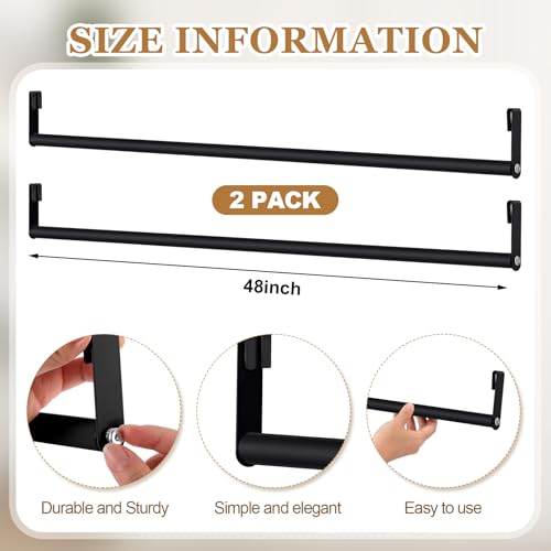 Threehoney 2 Pack Wire Shelving Garment Hanger Bar Wire Shelving Accessories Industrial Closet Clothes Rods for Home Retail Store(Black,48 Inch) - color: Black, size: 48 Inch