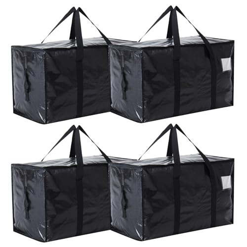 Moving Bags Heavy Duty Extra Large, Moving Boxes, Moving Supplies Essentials, Blue Storage Bins with Lids, Plastic Packing Totes, Storage Bags for Clothes with Handles & Zippers Black, 4 Pack - color: Black, size: 4 Pack