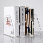 Adevar Clear Acrylic Magazine File Holder 4 Vertical Magazine File Organizer Binder Book Holder for Desk Acrylic Desk Organizer Clear Office Racks & Displays for Office Home Classroom - size: B5, 4 Sections