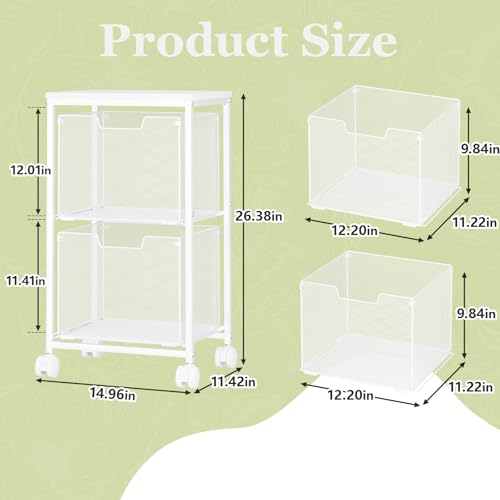 Rolling File Cart with 2 Storage Drawers,Under Desk Storage Cart,Hanging File Folder Organizer with Wheels, Filing Cabinet Mobile Printer Stand Utility Craft Cart for Home Office,White - color: White, size: 2L Drawers Only