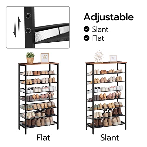 HOOBRO Shoe Rack for Entryway, 8-Tier Shoe Shelf, Large Capacity Shoe Storage Organizer for 21-24 Pairs of Shoes, Front Door Entrance, Hallway, Closet, Space Saver, Rustic Brown and Black BF18XJ01 - size: 8 Tiers (29.5"W)