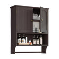 Bathroom Cabinet, Bathroom Wall Cabinet with 2 Doors and Adjustable Shelf, Wooden Medicine Cabinets Wall Mount, Over The Toilet Storage - color: Bathroom Wall Cabinet With Towel Rack-brown