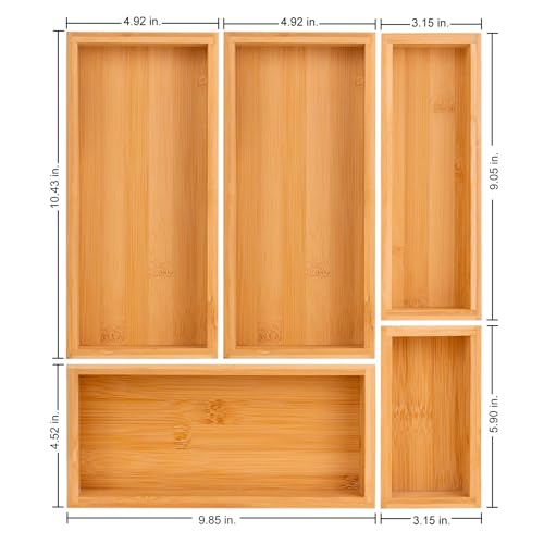 bamboo drawer organizer Set,expandable drawer dividers,wooden storage organizers,drawer organizers for kitchen, bathroom,flatware,Tea Bag Organizer (2 X 5PCS Natural) - color: 2 X 5PCS Natural)